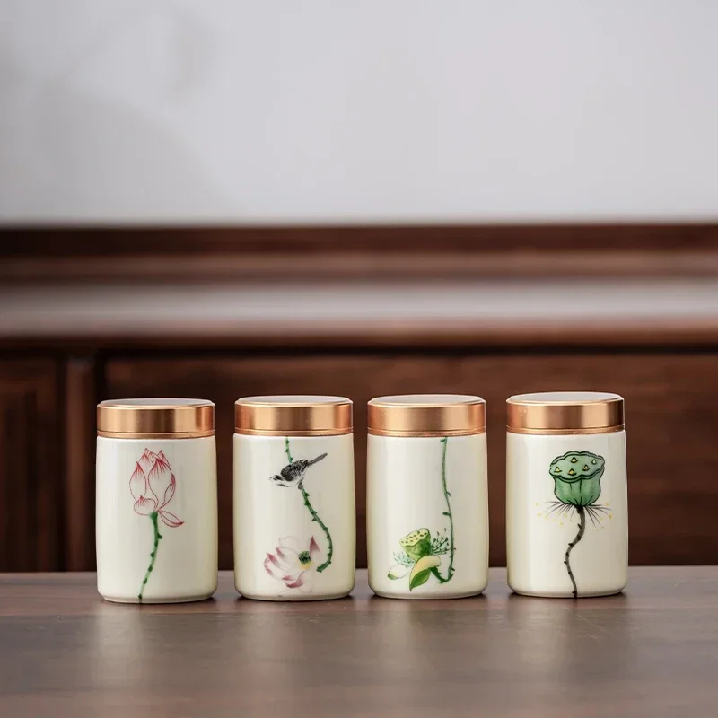 Herbal Wellness Products - 4 개/몫 부티크 도자기 차 캐디