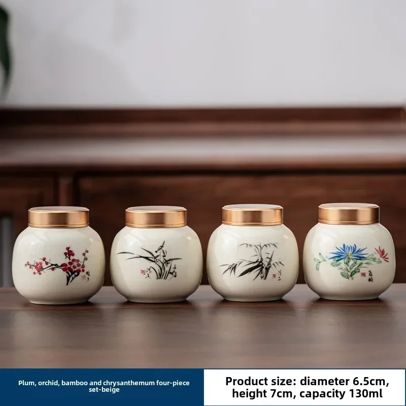 4 개/몫 부티크 도자기 차 캐디 약용 허브 뚜껑이있는 - Herbal Wellness Products 리뷰 및 가격