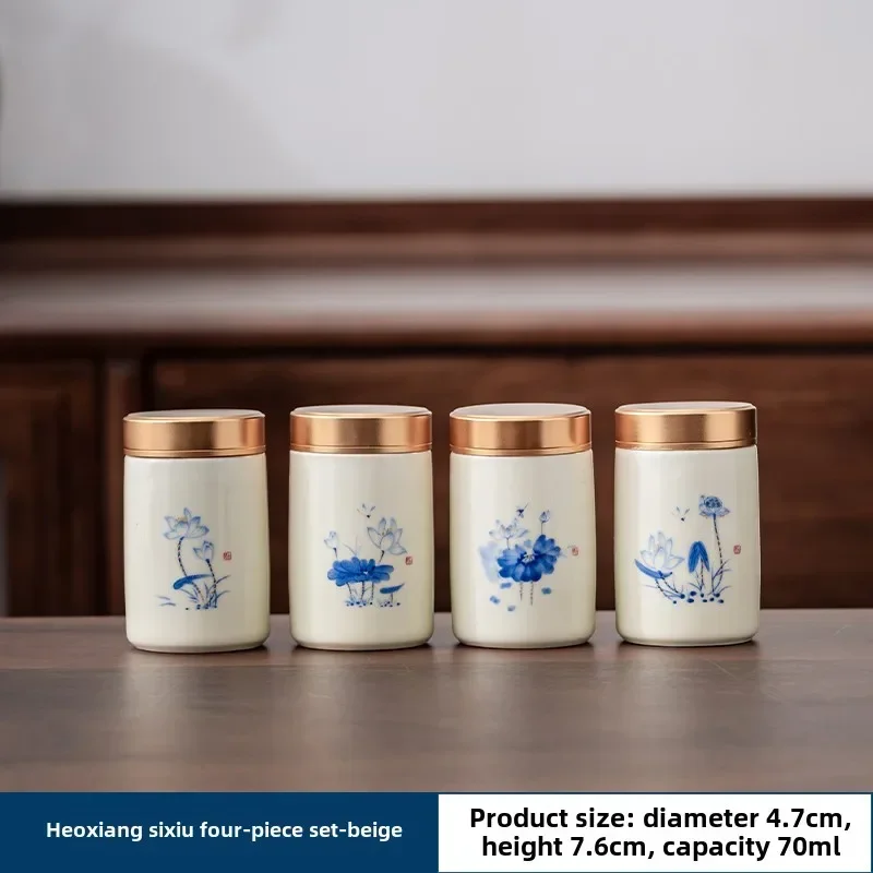 4 개/몫 부티크 도자기 차 캐디 약용 허브 뚜껑이있는 - Herbal Wellness Products 리뷰 및 가격