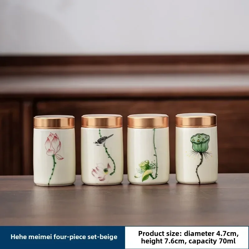 4 개/몫 부티크 도자기 차 캐디 약용 허브 뚜껑이있는 - Herbal Wellness Products 리뷰 및 가격
